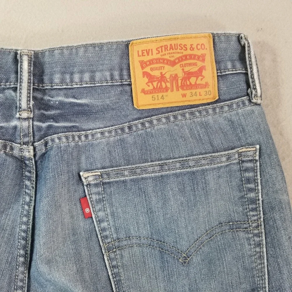Levi's 514 jeans men's 34x30 regular fit straight blue denim pants retro